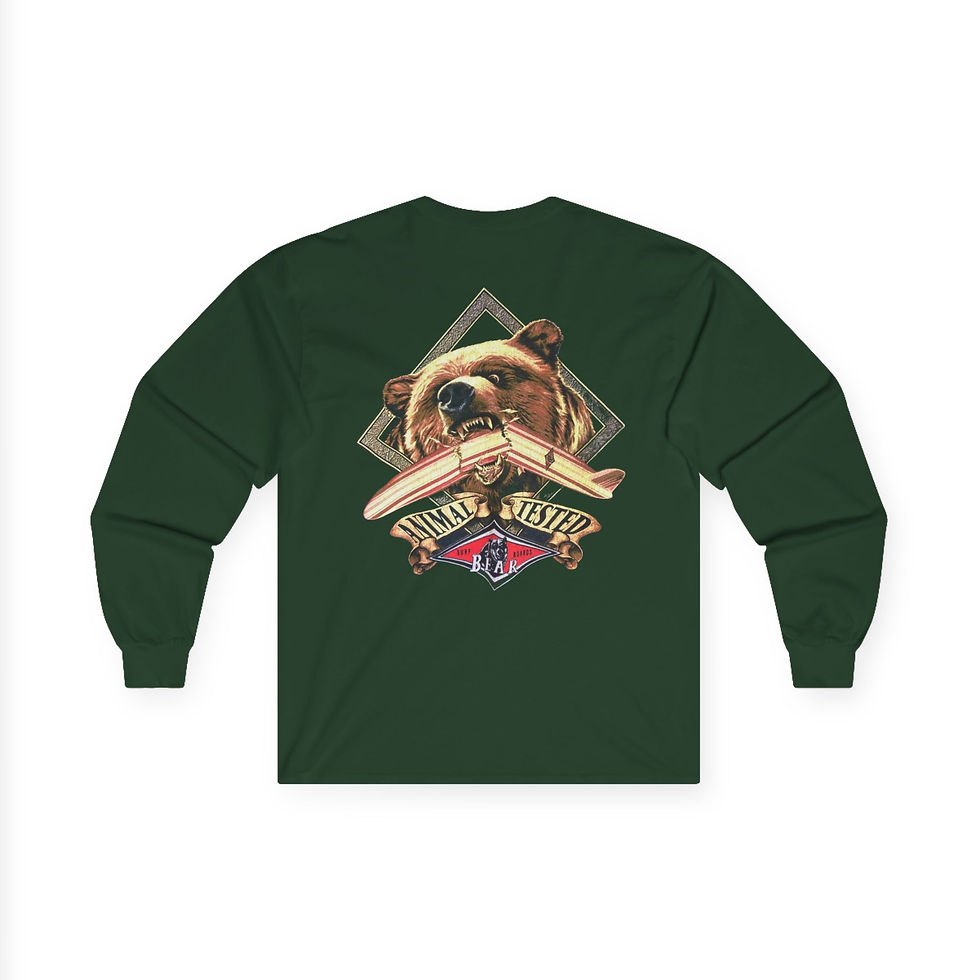 Thumbnail: Bear with Log Graphic Long Sleeve Tee | Vintage Outdoors Camping Design
