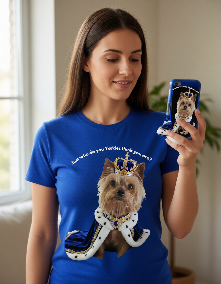 Yorkie King T‑Shirt – Cute Yorkshire Terrier Crowned Pet Tee
