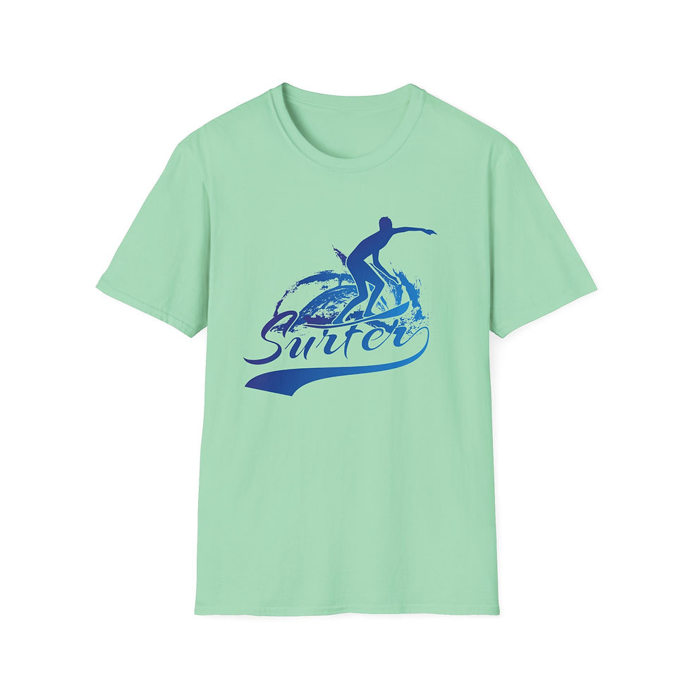 Thumbnail: Surfer Wave T-Shirt — Blue Surf Graphic Tee for Beach Lovers
