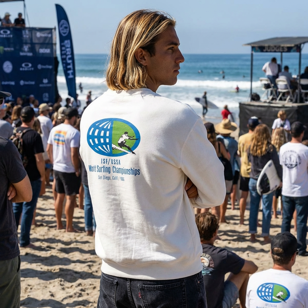 World Surfing Championships Crewneck Sweatshirt — ISF/USSA Retro Surf Logo
