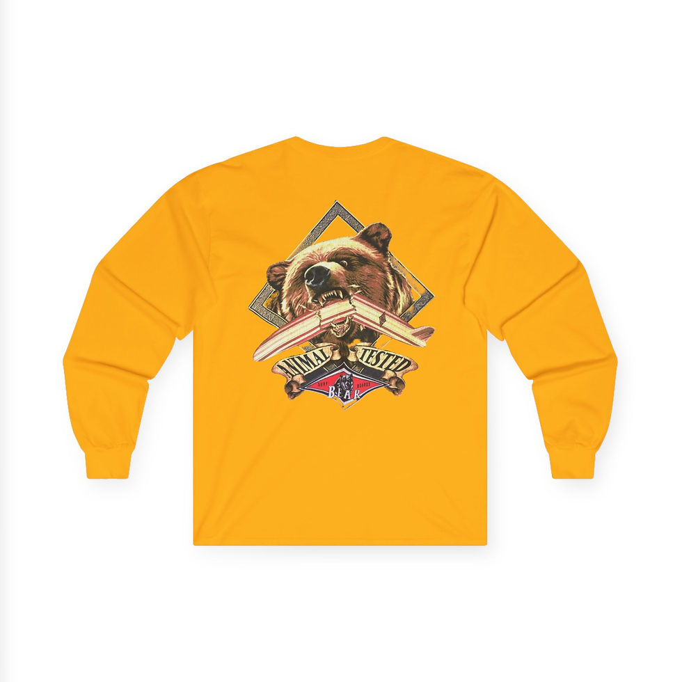 Thumbnail: Bear with Log Graphic Long Sleeve Tee | Vintage Outdoors Camping Design