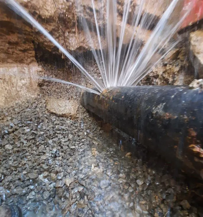 water main line with a leak
