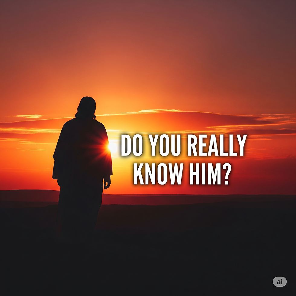 Silhouette of a person against a vibrant sunset. Text reads "DO YOU REALLY KNOW HIM?" conveying a mysterious or contemplative mood.