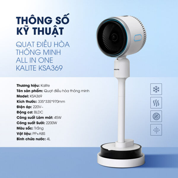 Quạt điều hòa thông minh All in One KSA369 – Chiếc quạt đến từ tương lai.