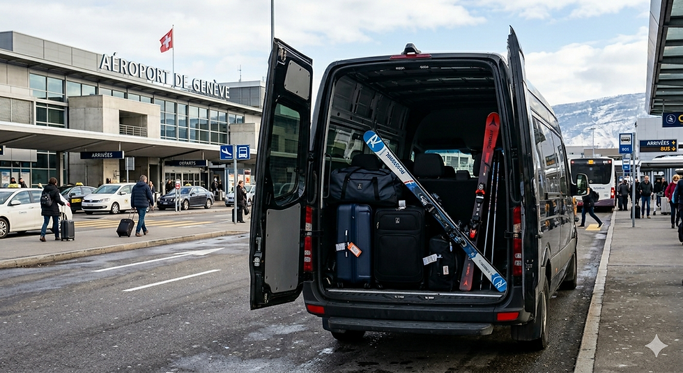 Espace bagages Mercedes Sprinter groupe ski Genève