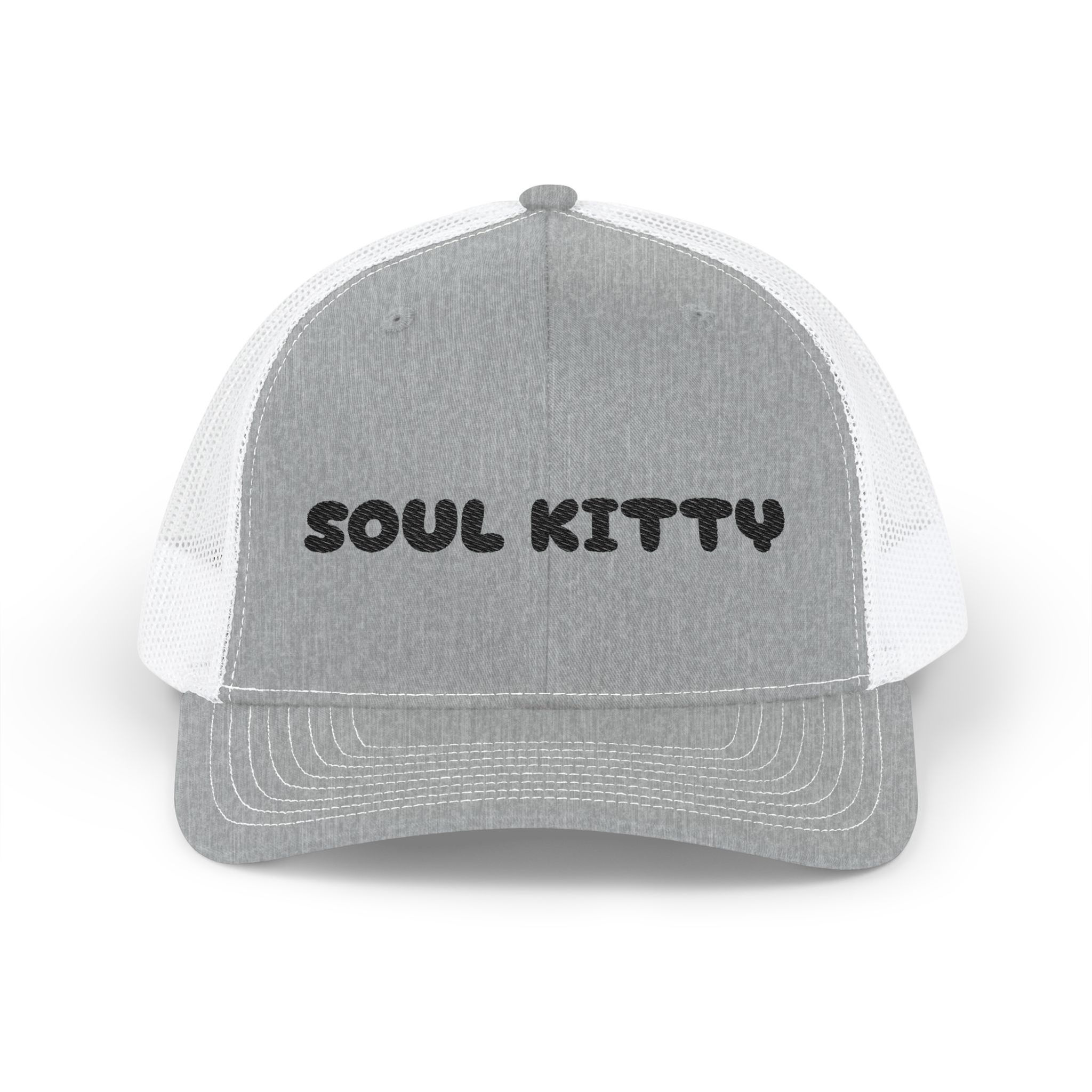 Soul Kitty Snapback Trucker Cap — Retro Script Mesh Back Hat