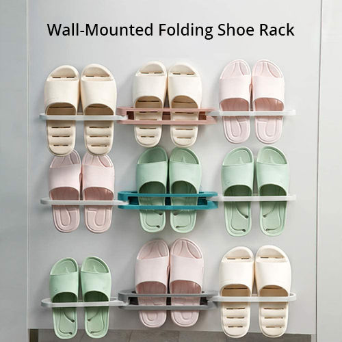 Thumbnail: Wall-Mounted Foldable Slippers Rack