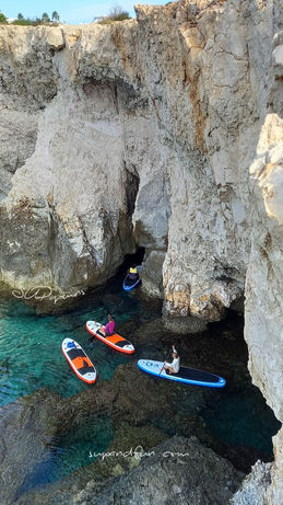 Seacaves tour SUP&FUN SUP rental Things to do in Cyprus Stand uppaddle board Аренда сапборда Кипр САП Морские пещеры экскурсия тур