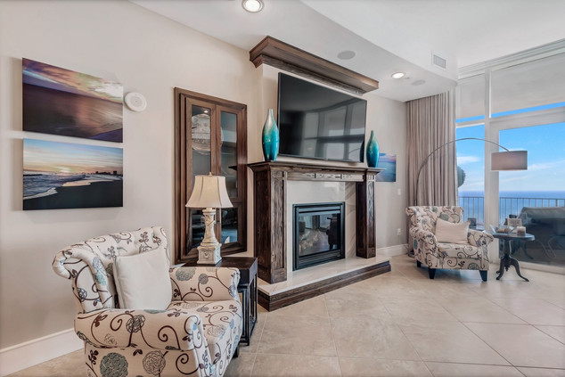 Tile and Reclaimed Wood Fireplace