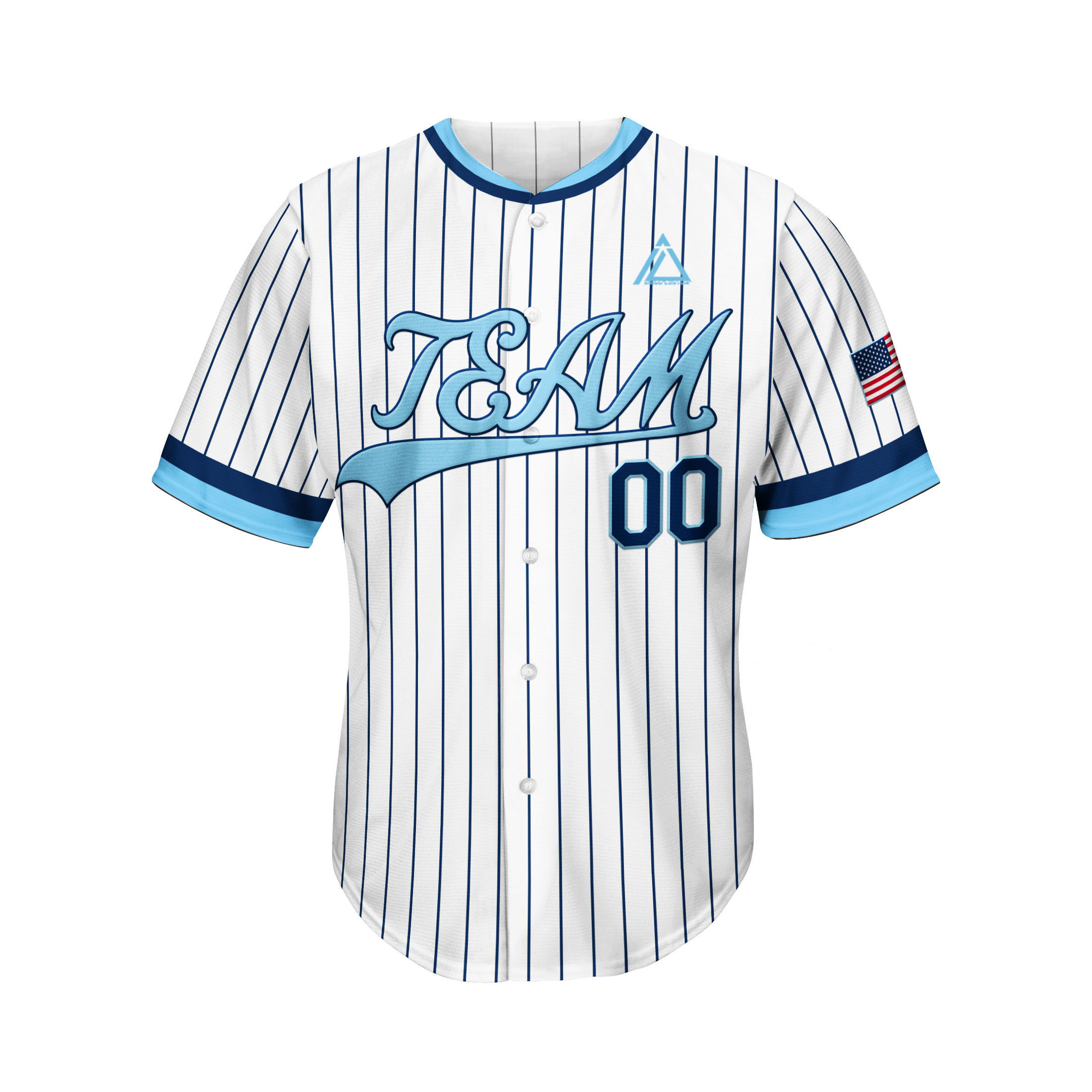 blue stripe full button baseball jersey