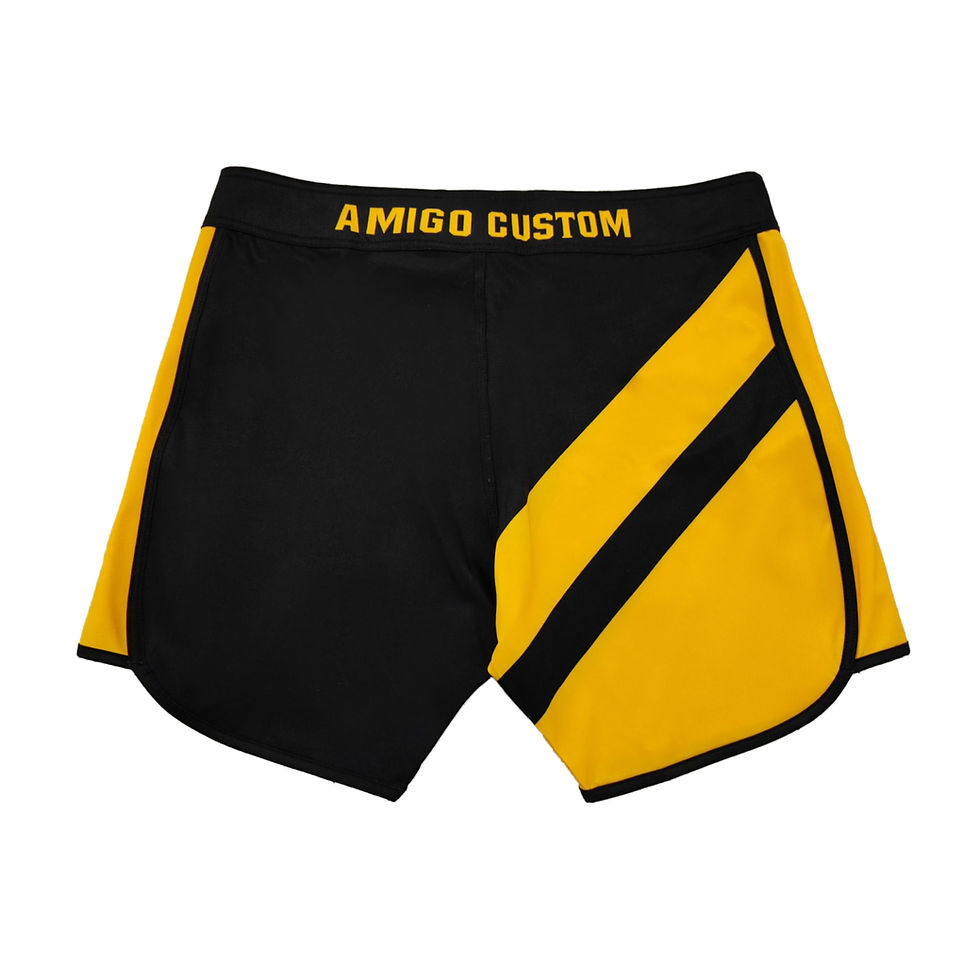 Thumbnail: Yellow and black IFBB Pro Physique Shorts