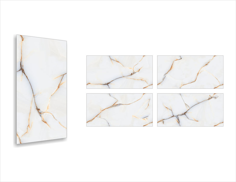 Thumbnail: High Gloss White Porcelain Tile with Stunning Deep Gold Veins