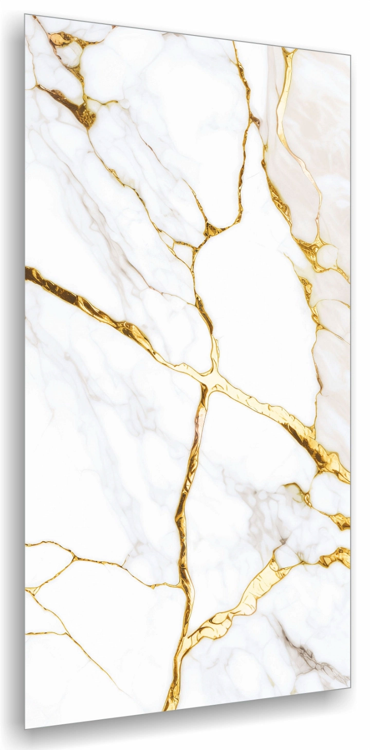Sophisticated White Grey Porcelain with Rich Gold Veining – Glossy Luxury Finis