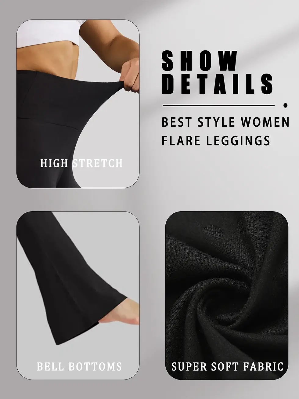 Miniatura: Women's Super Soft Flare Pants High Waisted Tummy Control Workout Yoga Leggings 