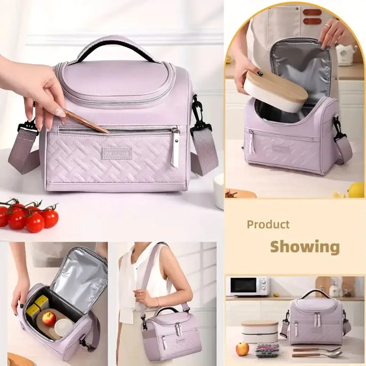 Large Insulated Lunch Bag Cooler Hand Washable Durable Polyester Lunch Box with