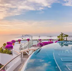 Infinity pool with ocean view in a luxury hotel in Puerto Vallarta