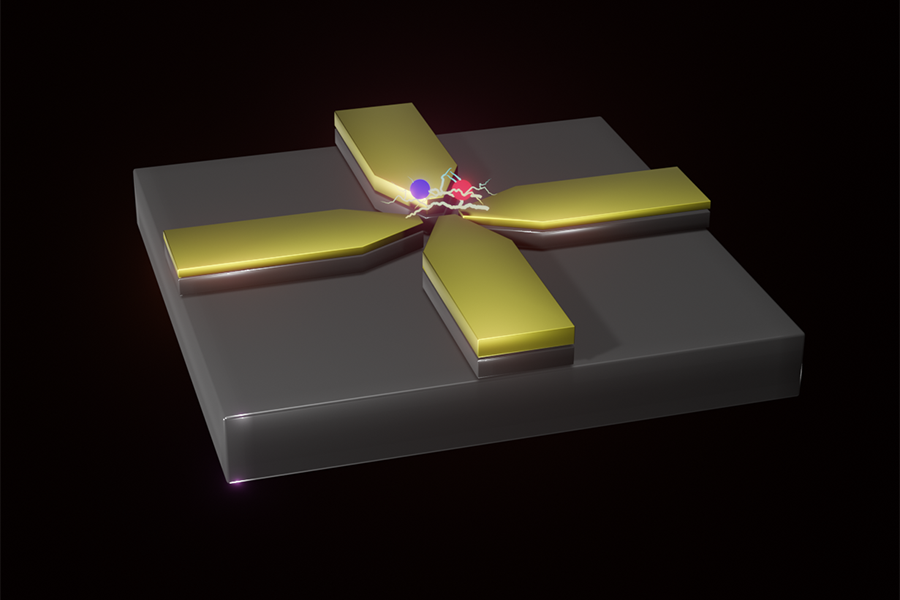 Asst. Prof. Shuolong Yang is developing a new process to create quantum materials, inspired by the ancient art of woodblock printing. Above: Pre-patterned oxide substrate serves as a nanoscale ‘woodblock’ for printing topological quantum devices. (Illustration by Chi Ian Ip)