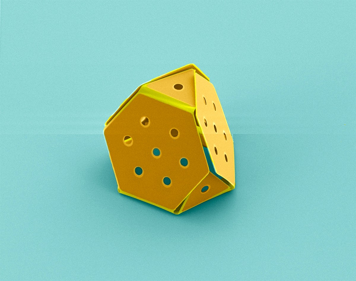 An SEM image shows an origami tetrahedra microstructure that self-folded after it was exposed to hydrogen. @ Cornell