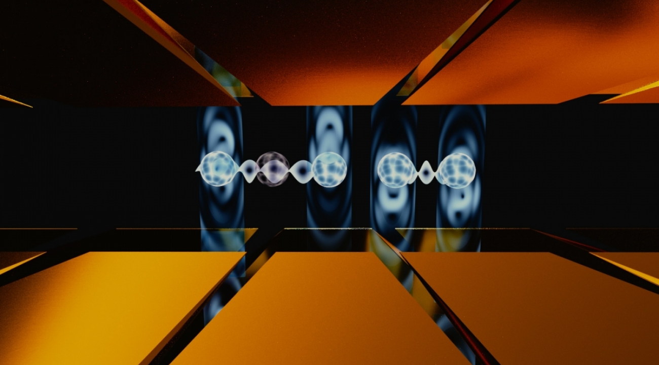 Researchers optimized laser pulses to execute parallel entangling gates between different pairs of qubits in a string of five ions. (Credit: E. Edwards/JQI)