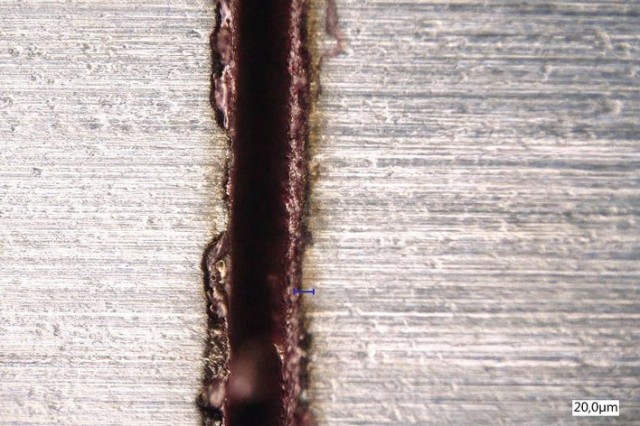 Kerf produced by helical cutting on a metal sheet. © Fraunhofer ILT, Aachen, Germany.