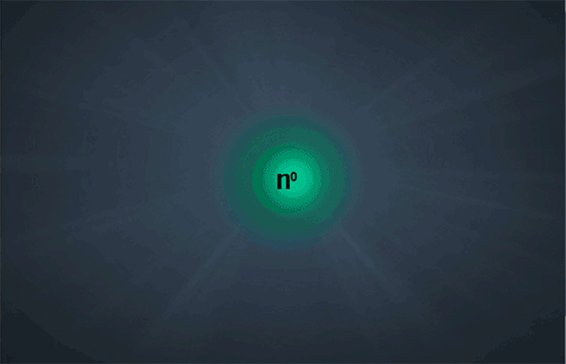 When a free neutron (green) undergoes a process known as beta decay, it produces a proton (red), an antineutrino (gold) and an electron (blue)–as well as a photon (white). An experiment at NIST measured the range of energies that a given photon produced by beta decay can possess, a range known as its energy spectrum. Credit: Hanacek/NIST