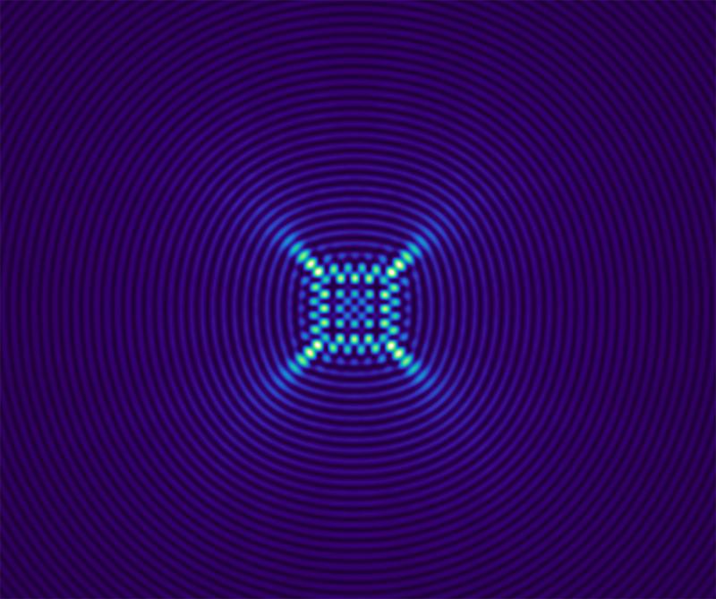 This photo shows the fabrication procedure of a nondiffracting of a lightfield using a desired transversed caustic. WWU - Alessandro Zannotti