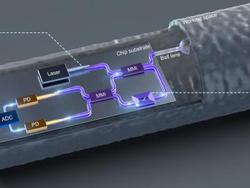 Compact photonic chip enables three-dimensional OCT inspection for industrial samples