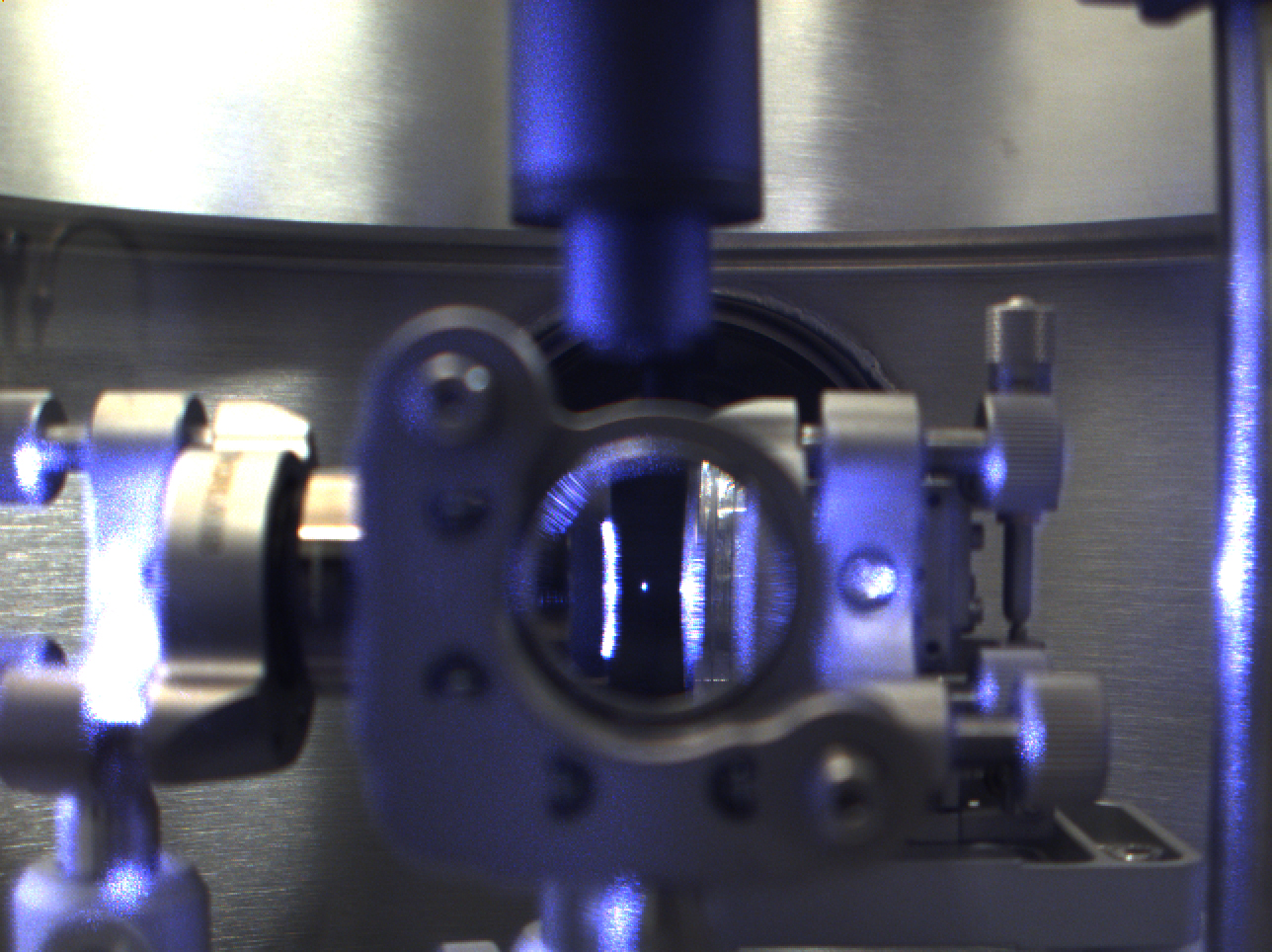 This is a photo of a nanodiamond levitated in a vacuum chamber by Purdue University researchers who controlled its "electron spin, " an advance could find applications in quantum information processing, sensors and studies into the fundamental physics of quantum mechanics. (Purdue University image/Thai Hoang)