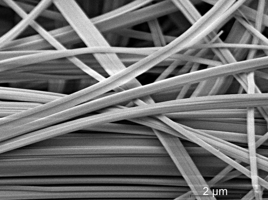 Electronmicroscopic image of SnIP-needles (9700x, 5 kV) – Image: Viola Duppel / MPI for Solid State Research