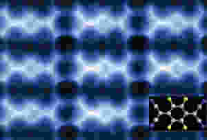 This AFM image shows 2D F4TCNQ islands on graphene/BN that could be used to modify the graphene for electronic applications.
