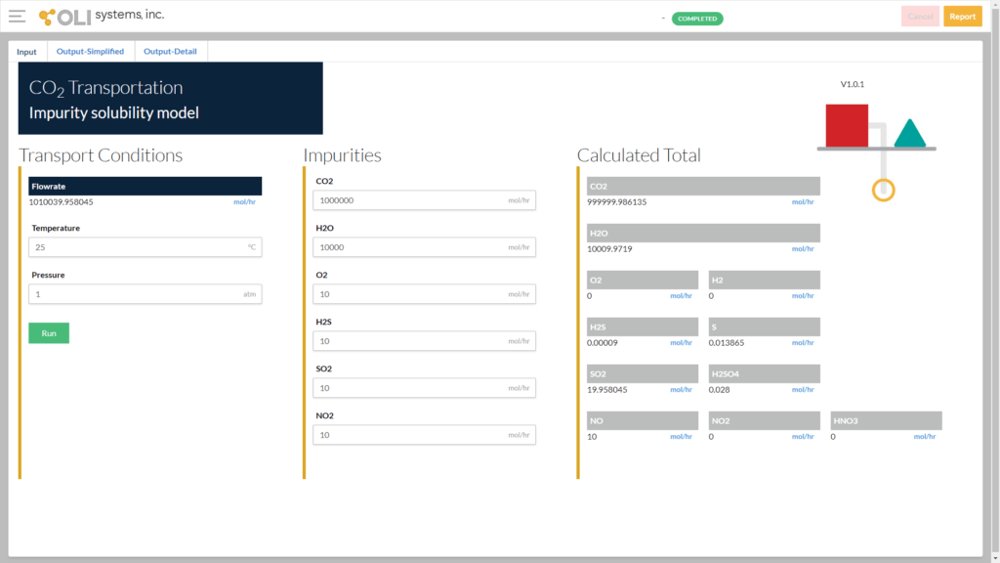 OLI CO2 Transportation Cloud App