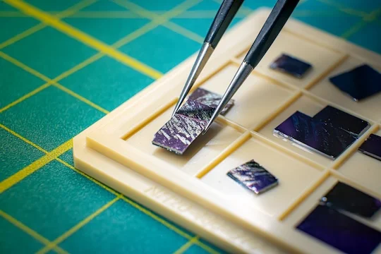 A new chip-making technique exploits a material’s crystal structure to create nanoscale patterns at room temperature directly onto hard materials used in devices. (Photo by Jorge Vidal/Rice University)