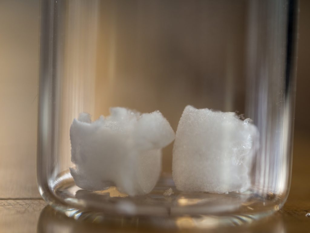 Nanocrystal cellulose aerogel. @ Clare Kiernan/UBC