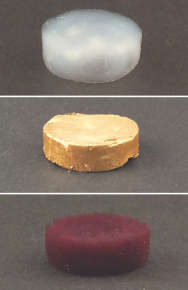 A foam of amyloid protein filaments without gold (above), with gold microparticles (middle) and gold nanoparticles (below). (Photo: Nyström G et al. Advanced Materials 2015)