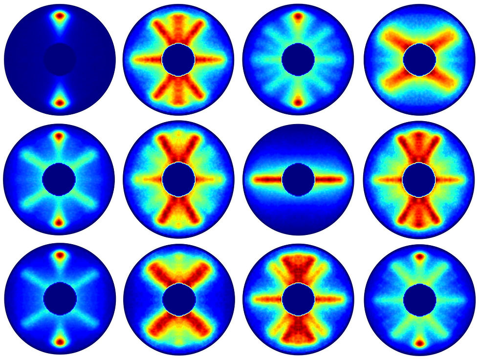 Steps of the molecule's rotation, recorded with an average gap of seven picoseconds each. Credit: DESY, Evangelos Karamatskos