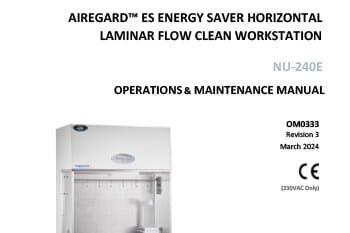 AireGard ES (Energy Saver) NU-340 Console Horizontal Laminar Flow Hood