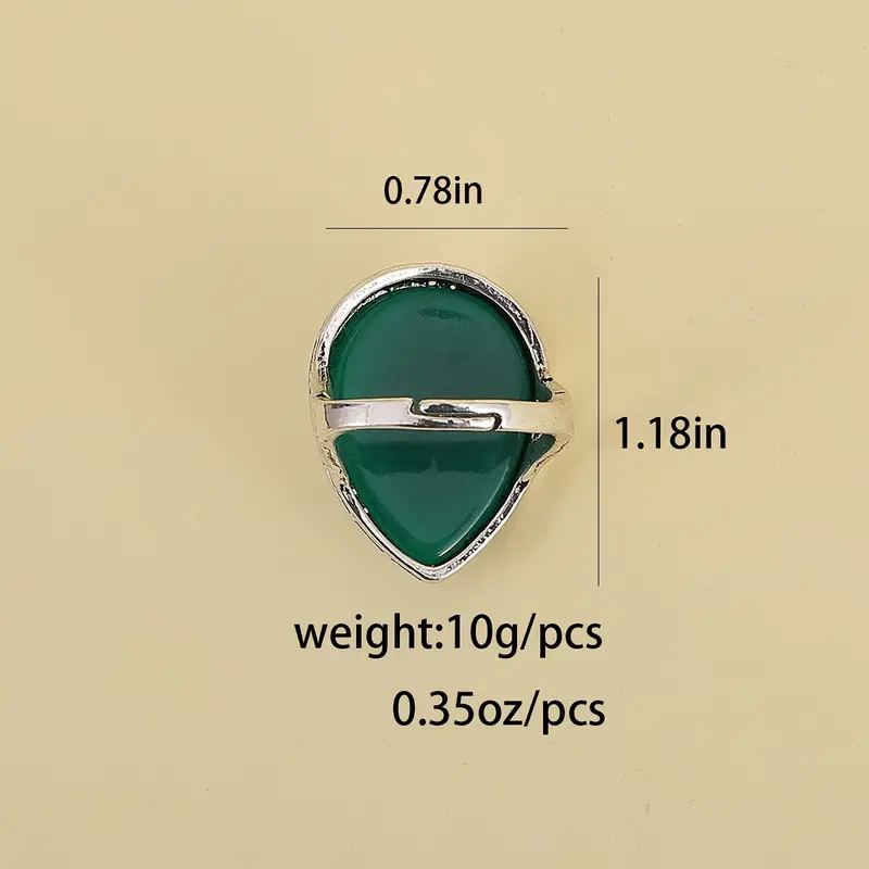 Green stone and silver ring