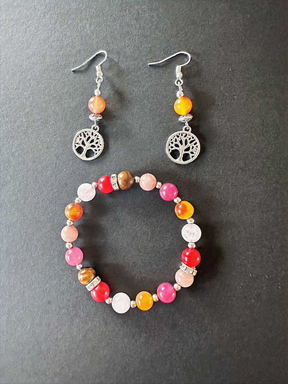 Mixed bracelet & tree of life earrings set