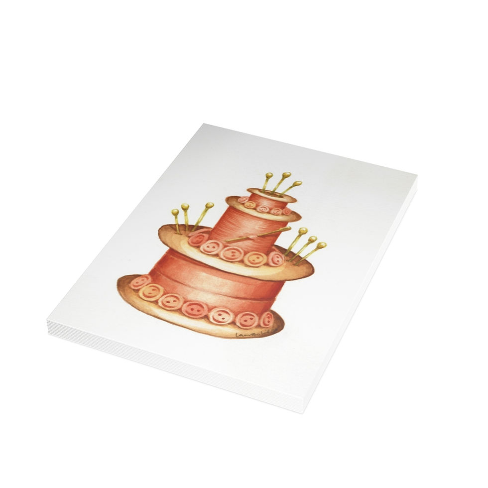 Thumbnail: "Pink Seamstress Cake" Set of 10 Blank Cards