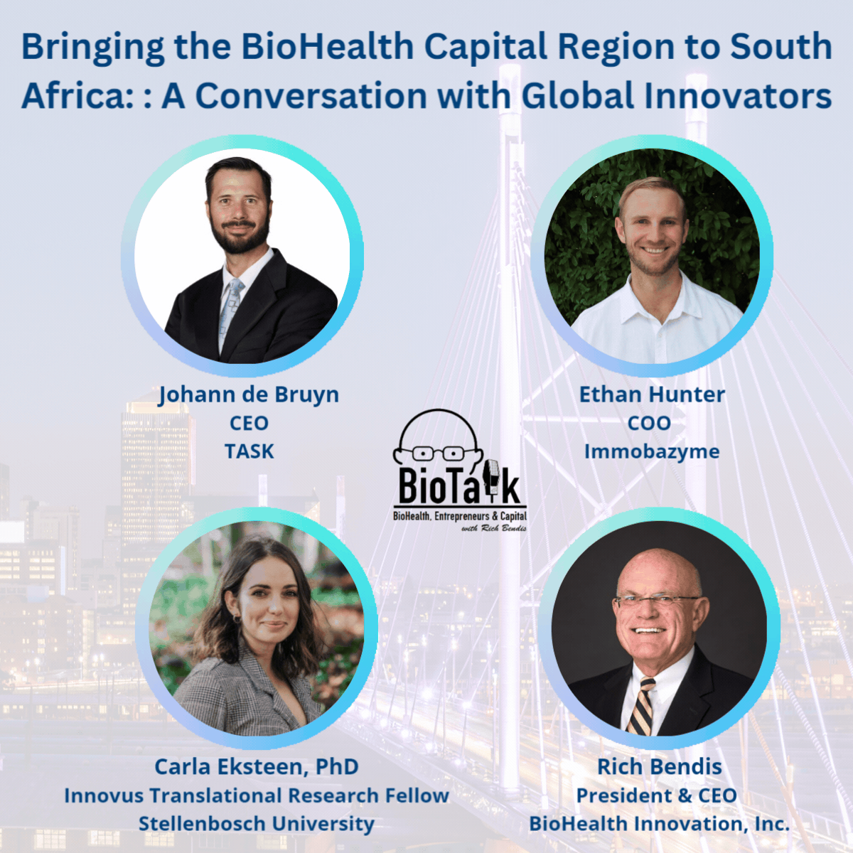 Headshot of Ethan Hunter and other biotech scientists for the Biotalk podcast