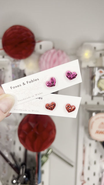 Thumbnail: Teeny Pink Sparkly Heart Studs