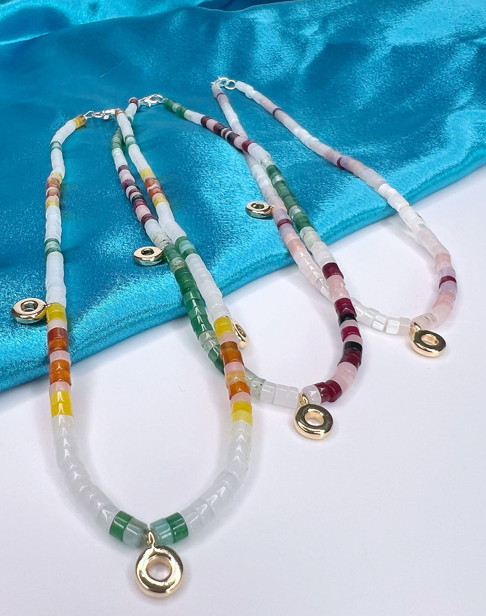 Thumbnail: Citrus Colour 3 Charm Gemstone Necklace 