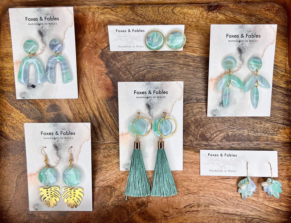 Thumbnail: Blue-Green Chandelier Dropper Earrings 