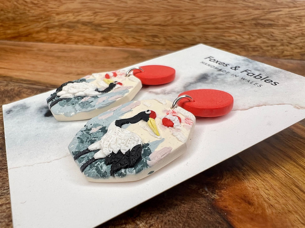 Thumbnail: Crane Painting Earrings 