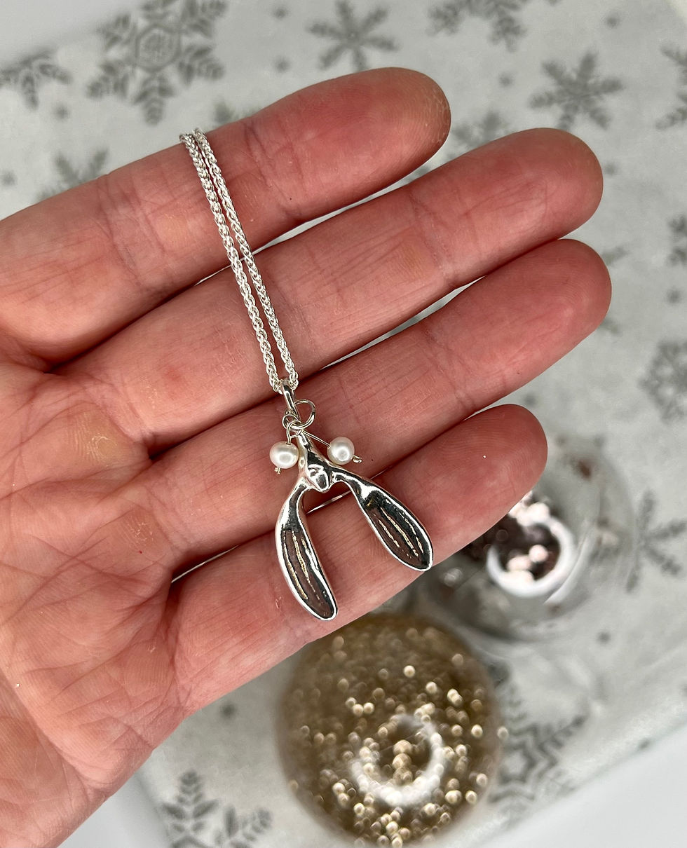 Thumbnail: Solid Silver Hand Cast Mistletoe Pendant