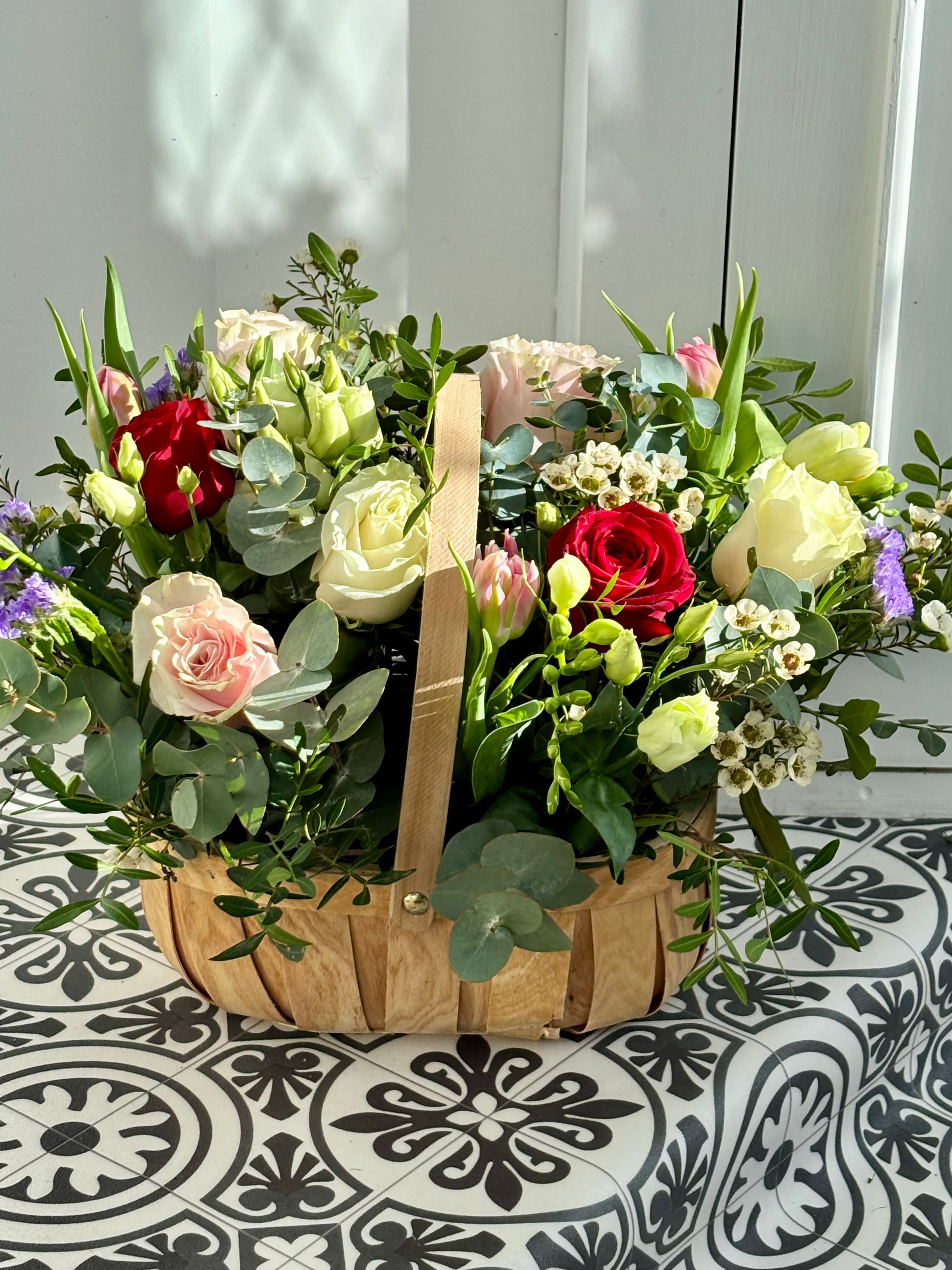 Seasonal Flower Basket Arrangement