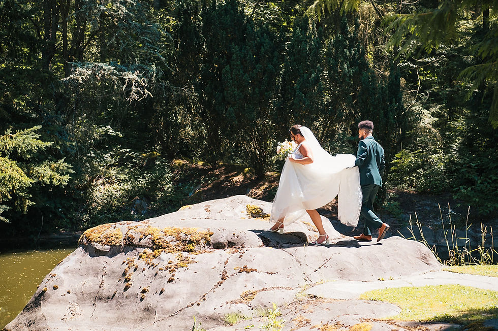 Bride and Groom walking together.