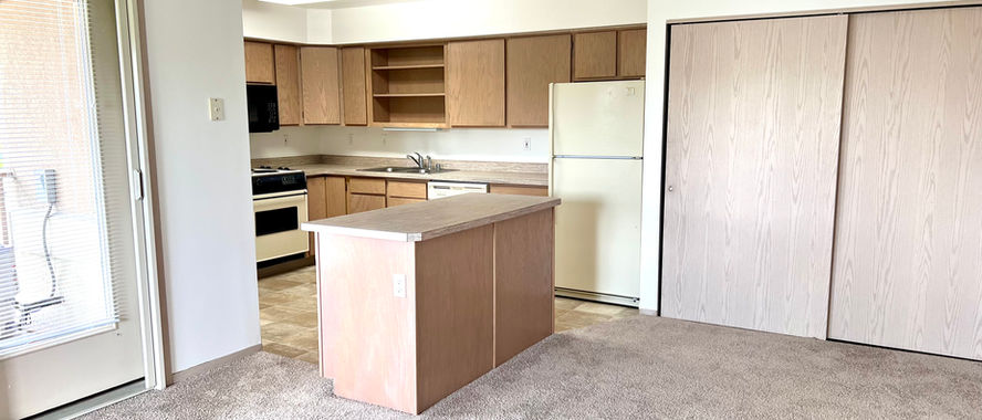 kitchen area of retirement living condo