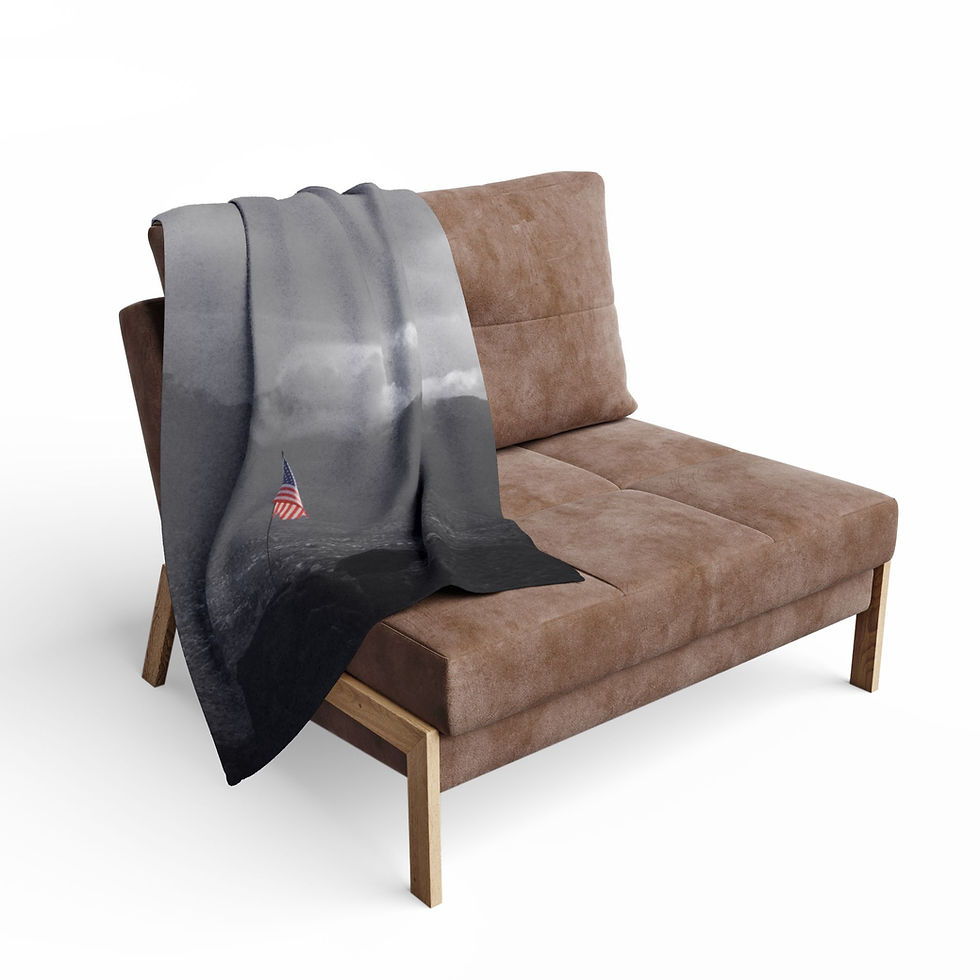 Thumbnail: American Flag on a Cliff in Arizona Colored Black & White Printed Fleece Blanket