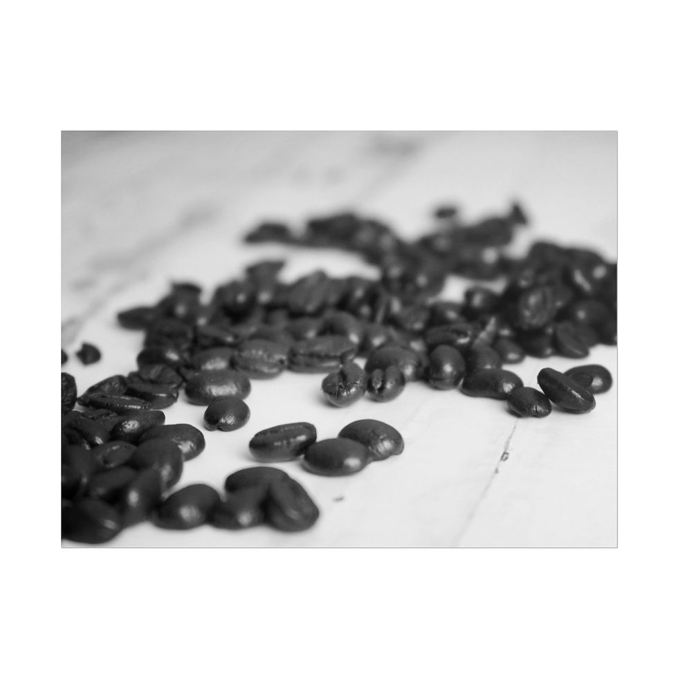 Thumbnail: Black &  White Coffee Beans Scattered on an Old Table Photography Poster Print